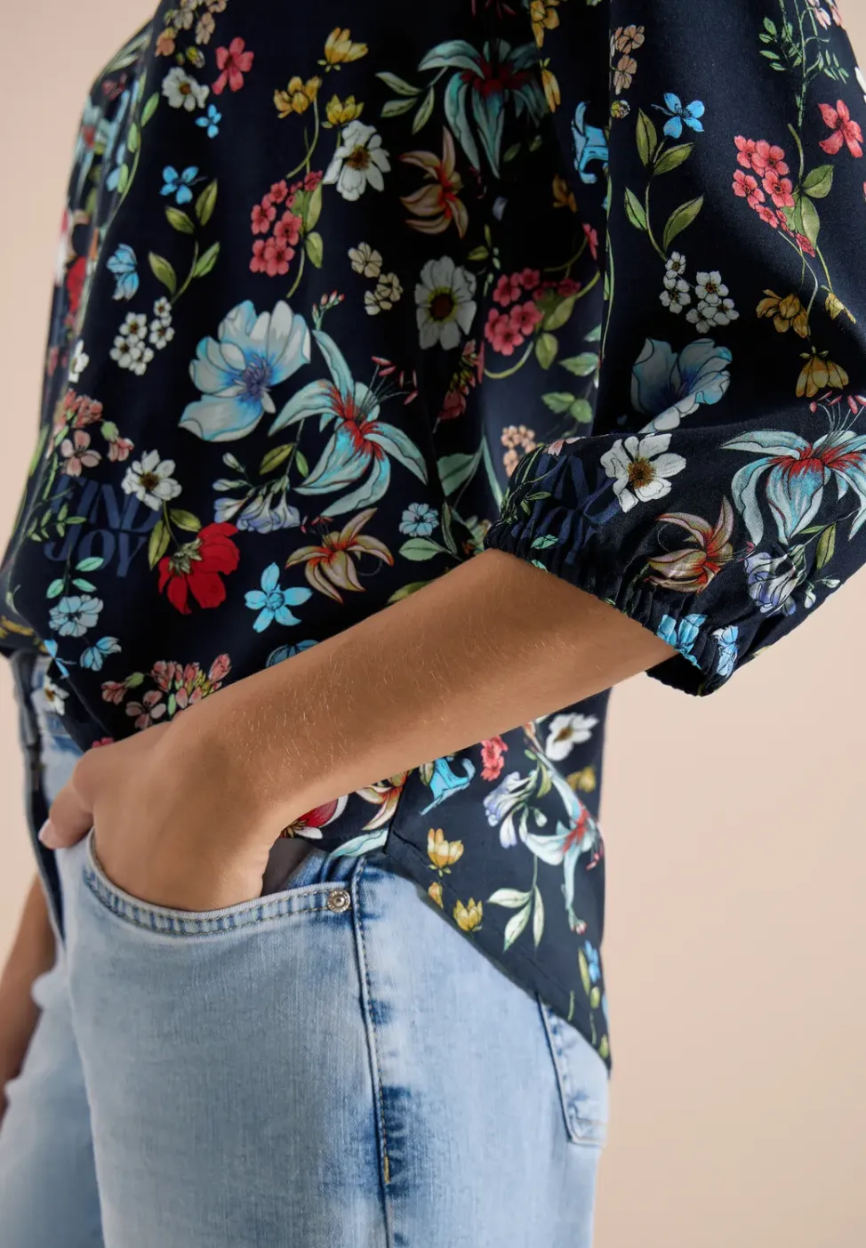 3/4-mouwen blouse met gespleten hals en print