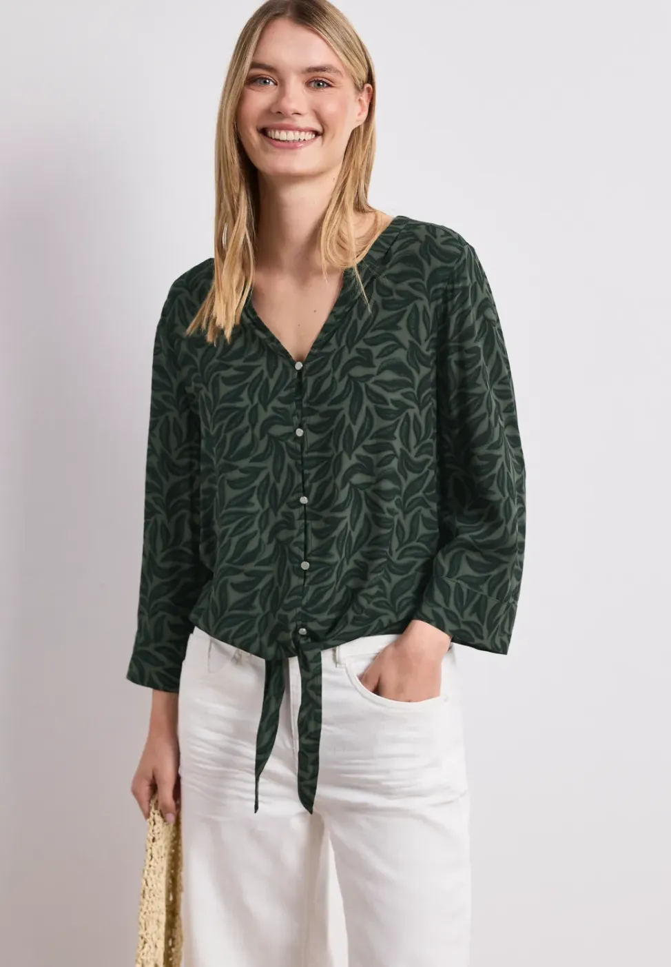 3/4-mouwen blouse met knoopdetail