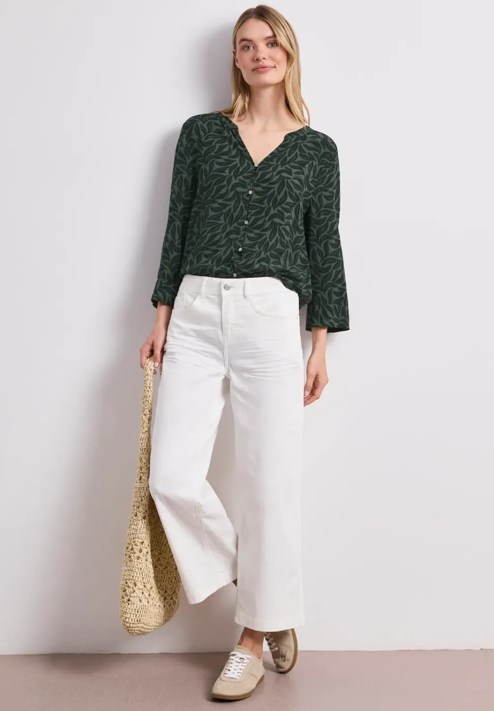 3/4-mouwen blouse met knoopdetail