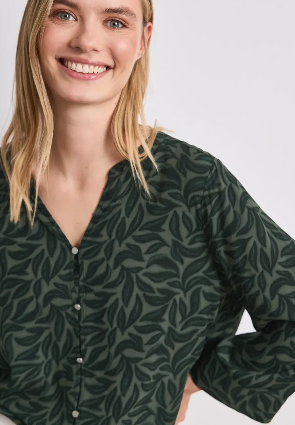 3/4-mouwen blouse met knoopdetail