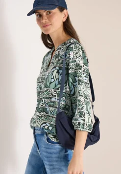 3/4-mouwen blouse met patchworkprint
