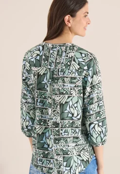 3/4-mouwen blouse met patchworkprint