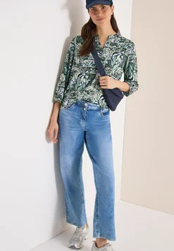 3/4-mouwen blouse met patchworkprint