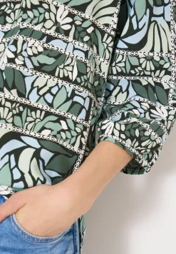3/4-mouwen blouse met patchworkprint