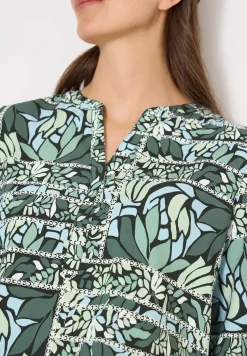 3/4-mouwen blouse met patchworkprint