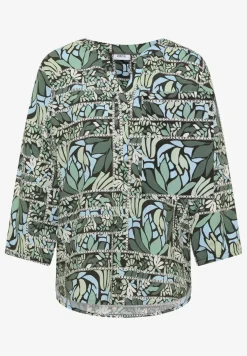 3/4-mouwen blouse met patchworkprint