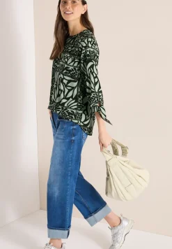 3/4-mouwen blouse met patchworkprint