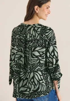 3/4-mouwen blouse met patchworkprint