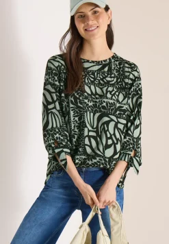 3/4-mouwen blouse met patchworkprint