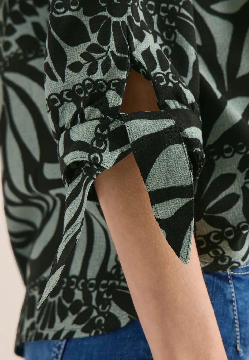 3/4-mouwen blouse met patchworkprint