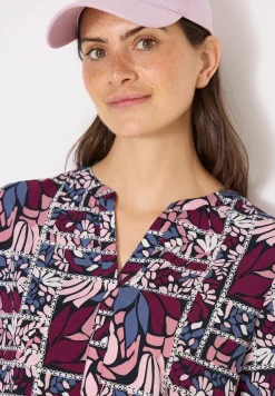 3/4-mouwen blouse met patchworkprint