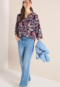 3/4-mouwen blouse met patchworkprint