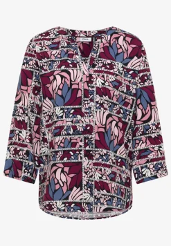 3/4-mouwen blouse met patchworkprint