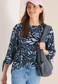 3/4-mouwen blouse met patchworkprint