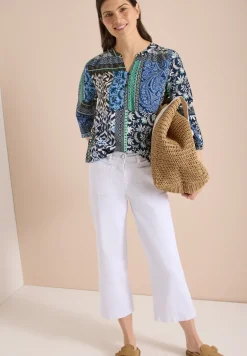 3/4-mouwen blouse met patchworkprint