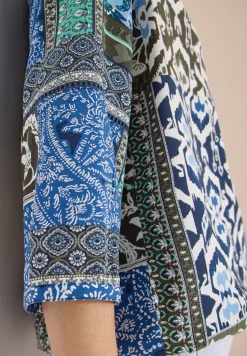 3/4-mouwen blouse met patchworkprint