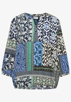 3/4-mouwen blouse met patchworkprint
