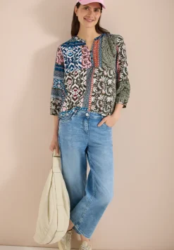 3/4-mouwen blouse met patchworkprint