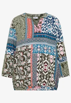 3/4-mouwen blouse met patchworkprint