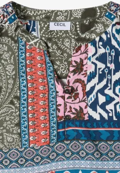 3/4-mouwen blouse met patchworkprint
