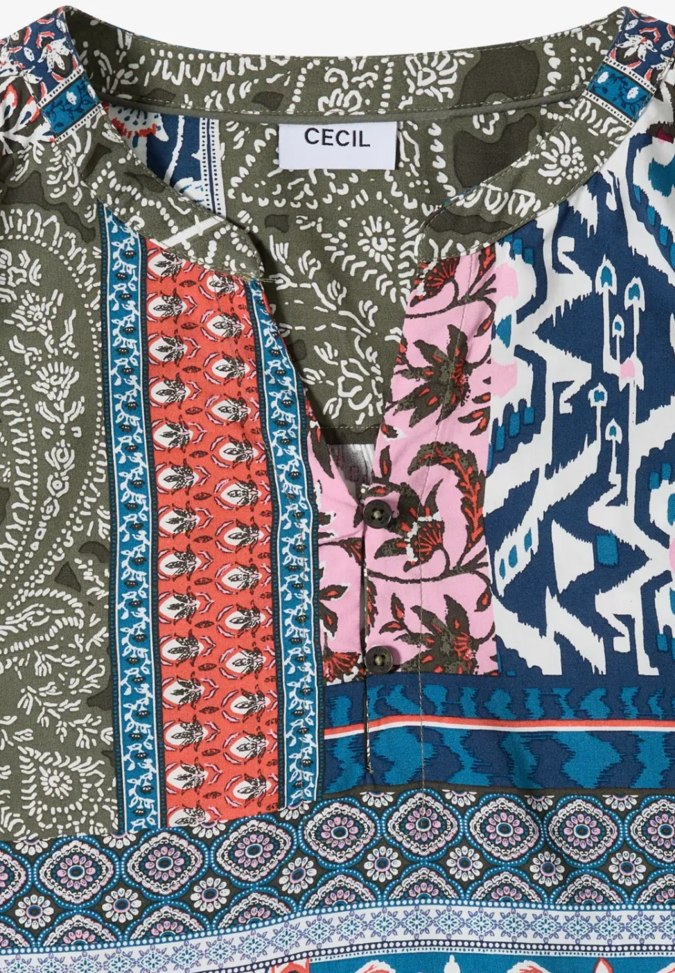 3/4-mouwen blouse met patchworkprint
