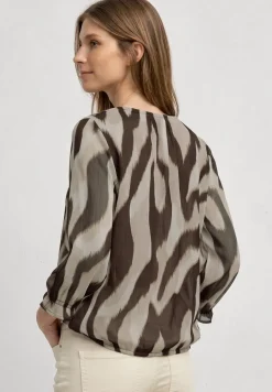 3/4-mouwen blouse met ronde hals in chiffon