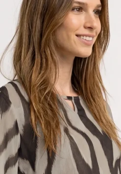 3/4-mouwen blouse met ronde hals in chiffon
