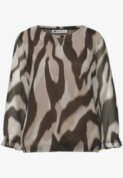 3/4-mouwen blouse met ronde hals in chiffon