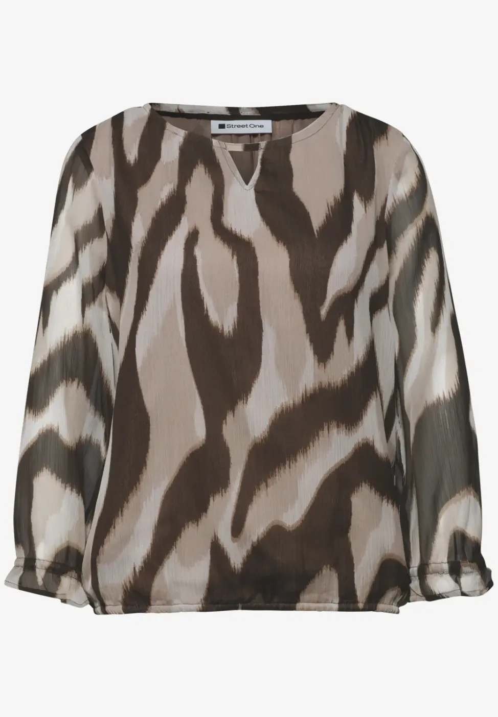 3/4-mouwen blouse met ronde hals in chiffon