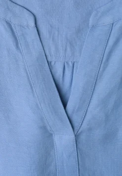 3/4-mouwen blouse van linnenmix met gespleten hals