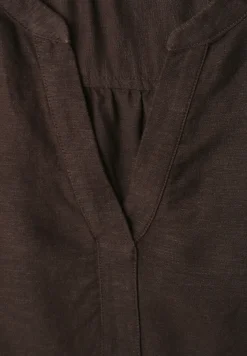 3/4-mouwen blouse van linnenmix met gespleten hals