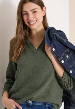 3/4-mouwen blouse van mousseline