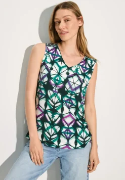 Mouwloze blouse met print