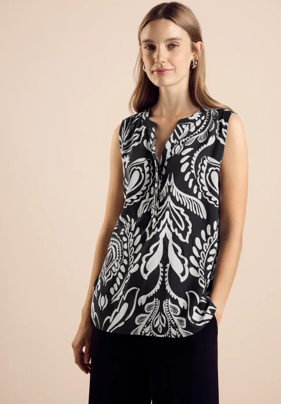 Mouwloze blouse met print