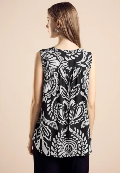 Mouwloze blouse met print