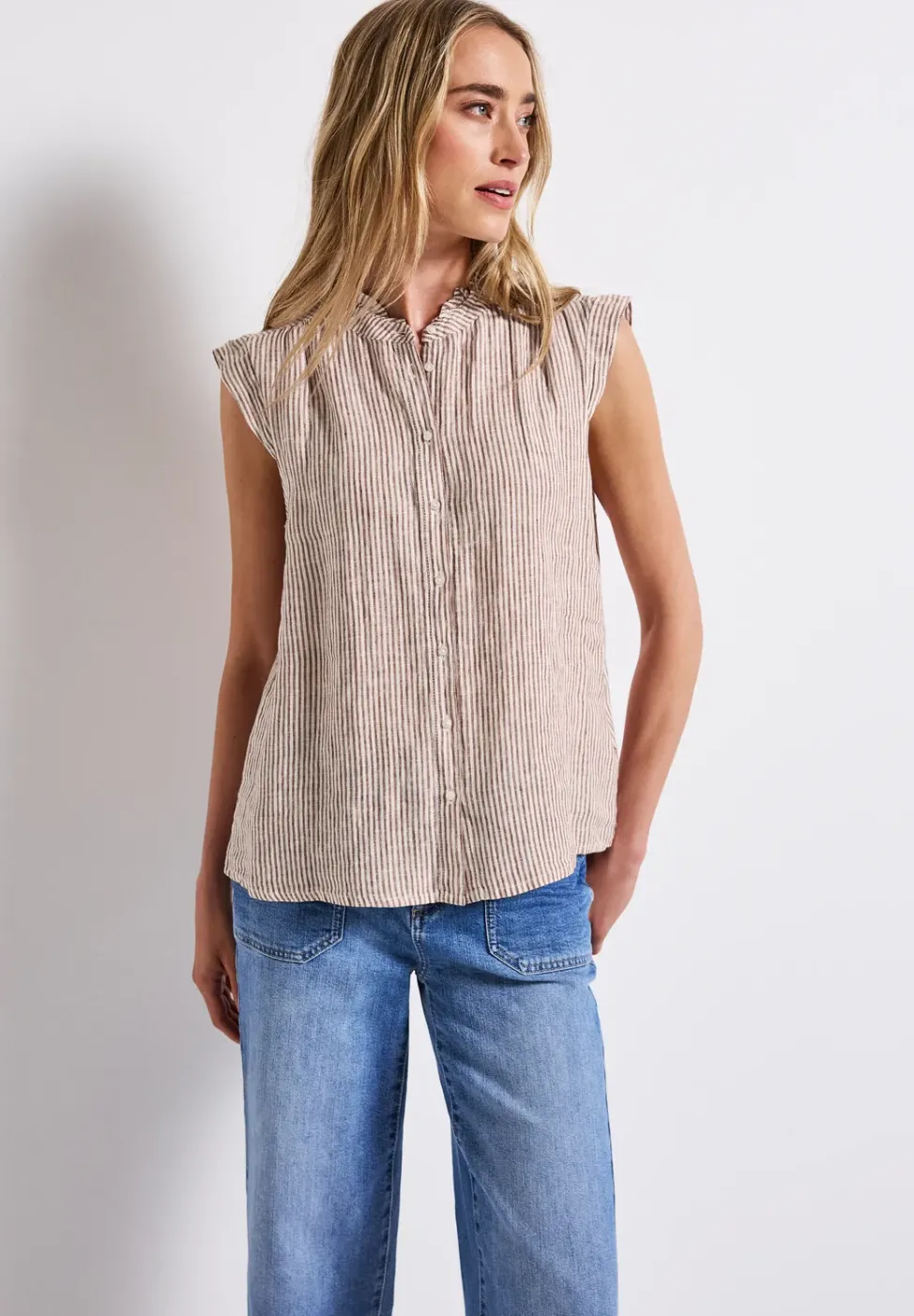 Mouwloze linnen blouse