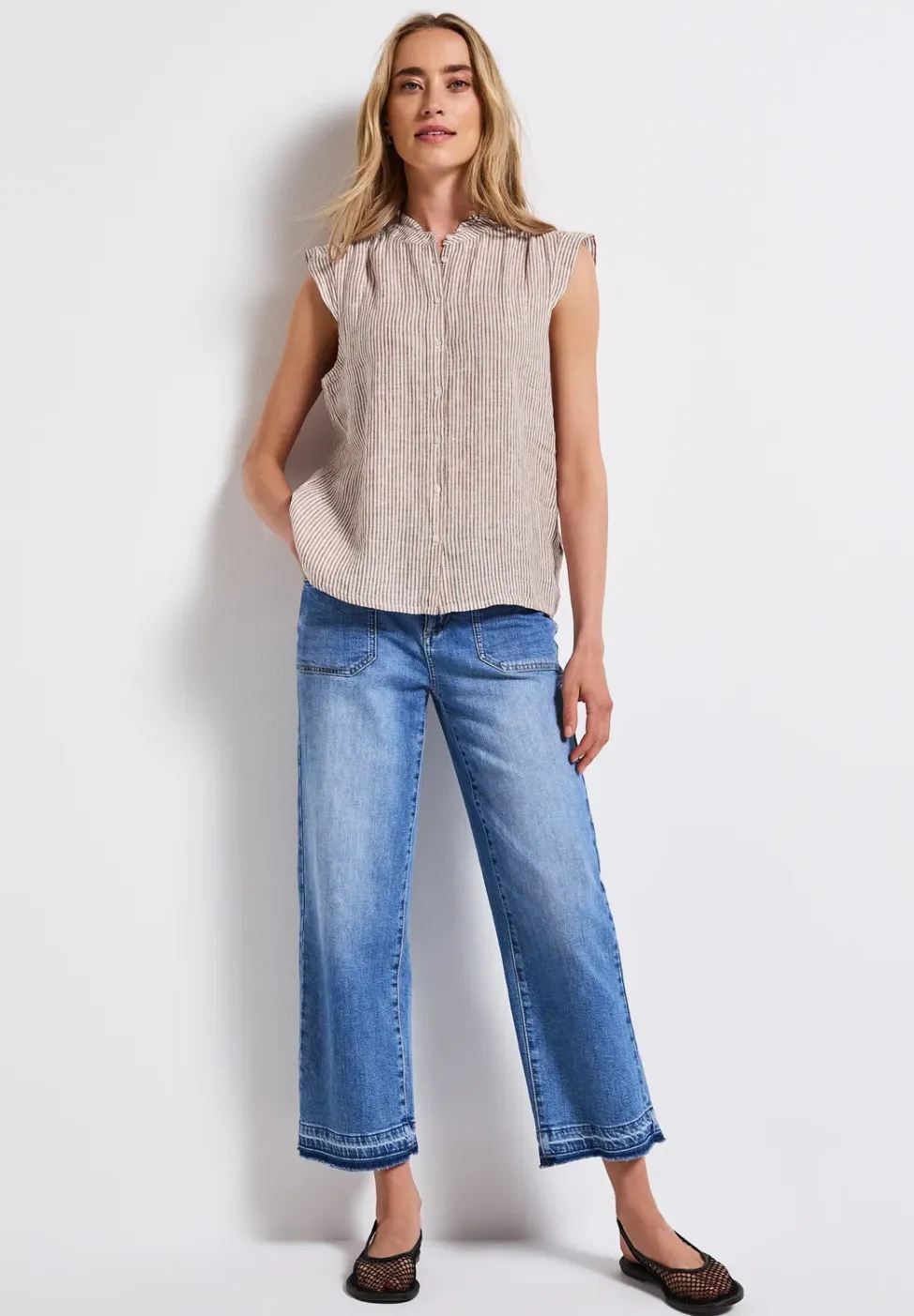 Mouwloze linnen blouse