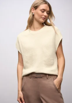 Mouwloze chenille trui