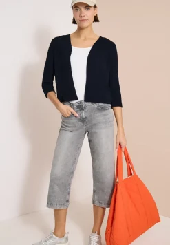 Open jas met 3/4 mouwen in ajour-look