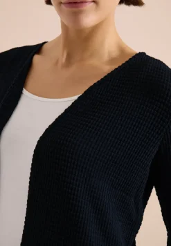 Open jas met 3/4 mouwen in ajour-look