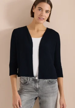 Open jas met 3/4 mouwen in ajour-look