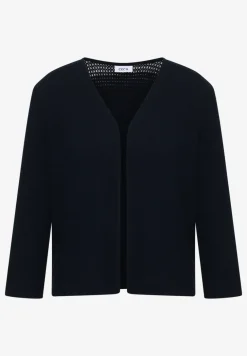 Open jas met 3/4 mouwen in ajour-look