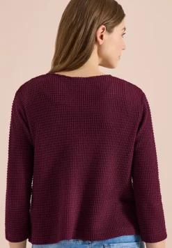 Open jas met 3/4 mouwen in ajour-look