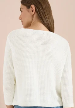 Open jas met 3/4 mouwen in ajour-look