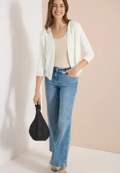 Open jas met 3/4 mouwen in ajour-look