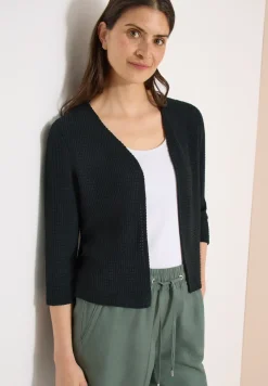 Open jas met 3/4 mouwen in ajour-look