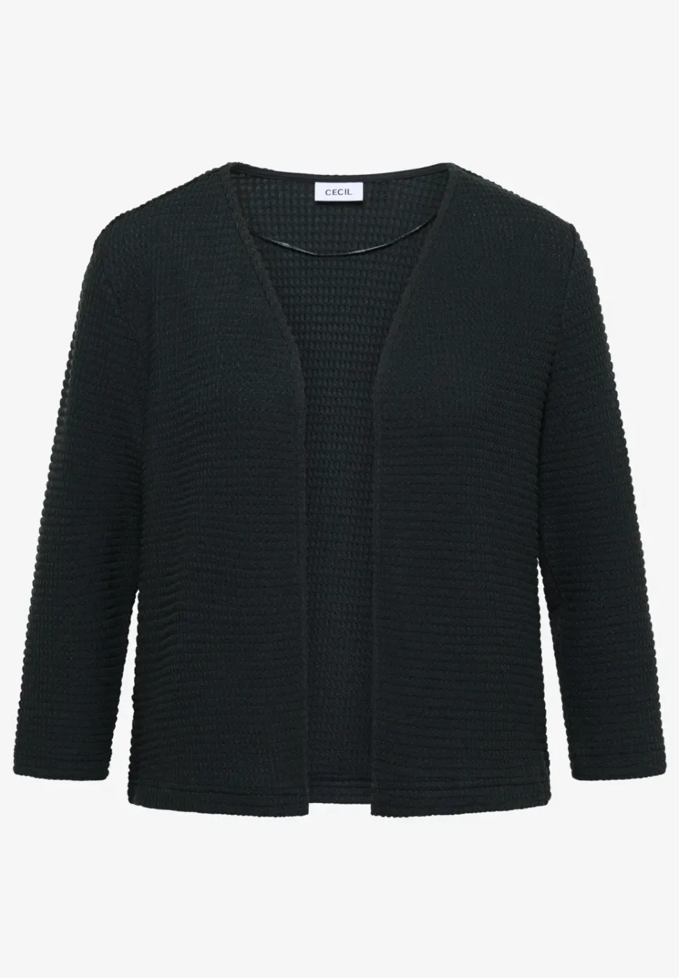 Open jas met 3/4 mouwen in ajour-look