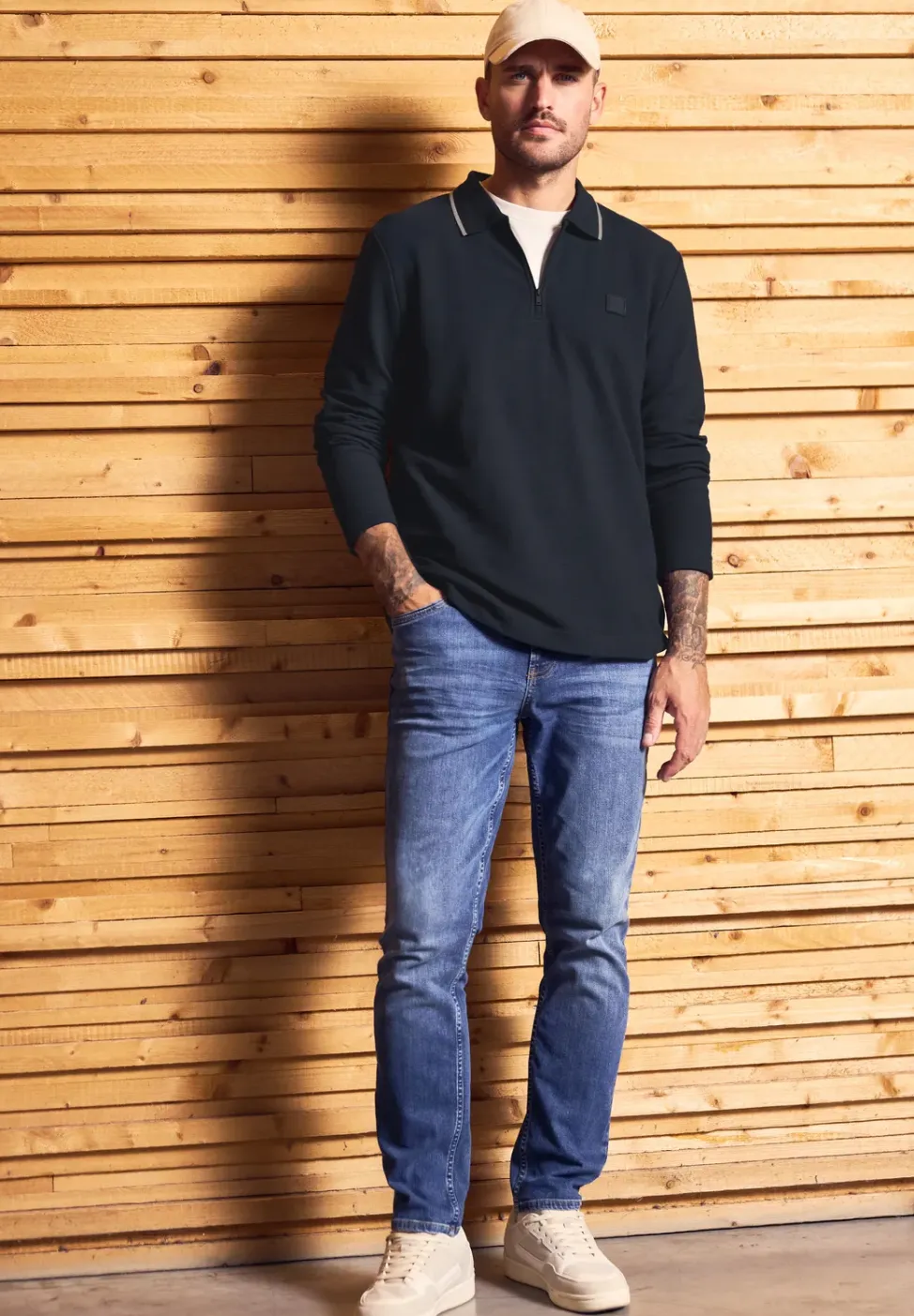 Ottomaans poloshirt met rits