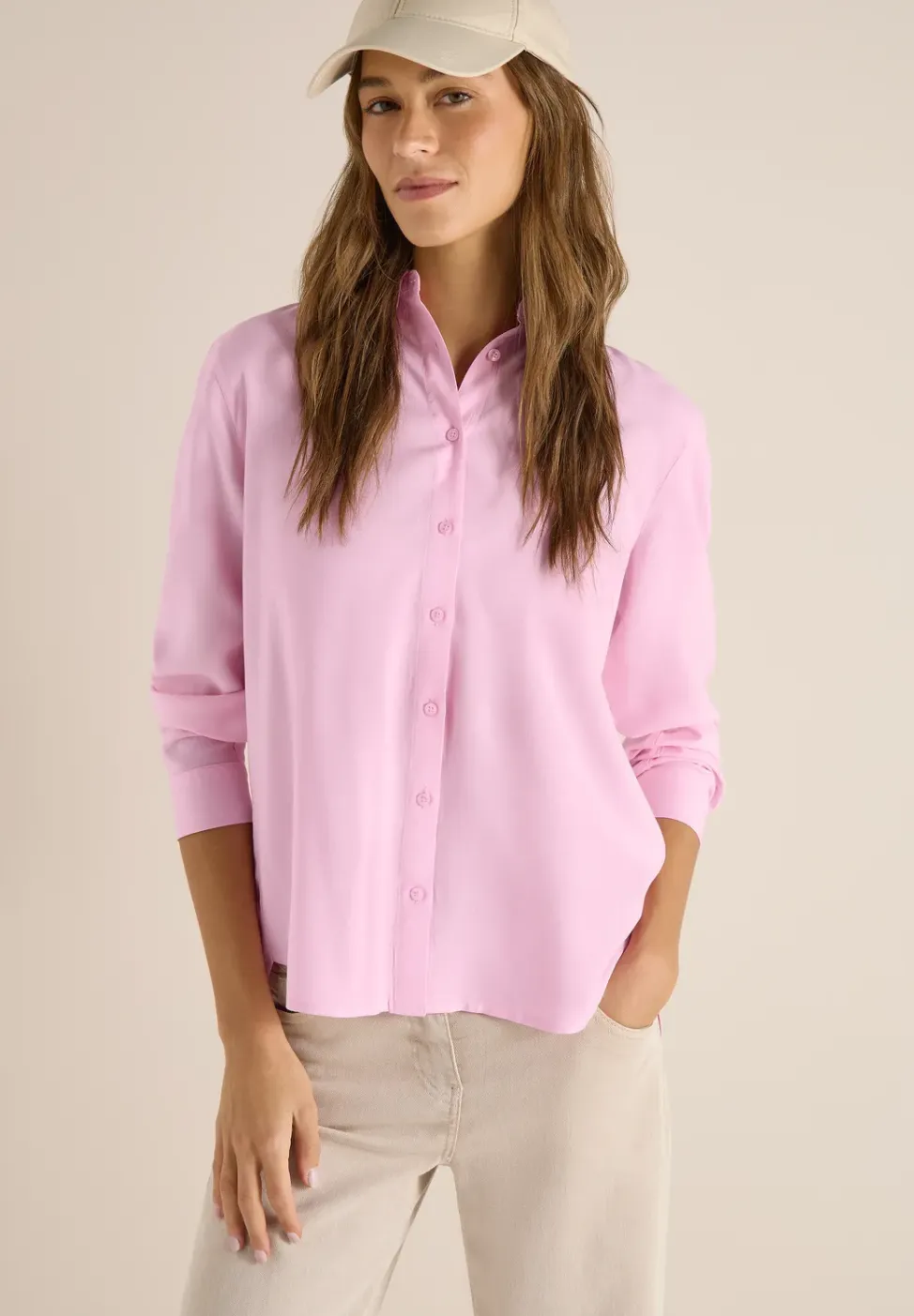 Overhemdblouse in effen kleur