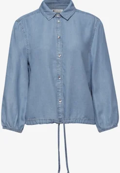 Overhemdblouse met 3/4 mouwen in denimlook
